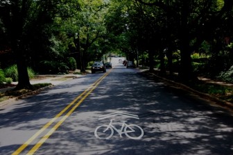 "Sharrows" remind motorists to share the road with bicyclists. 