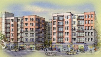 A possible rendering of the Edison Apartments along Davie Street. 