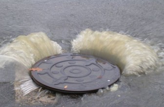 A manhole overflows
