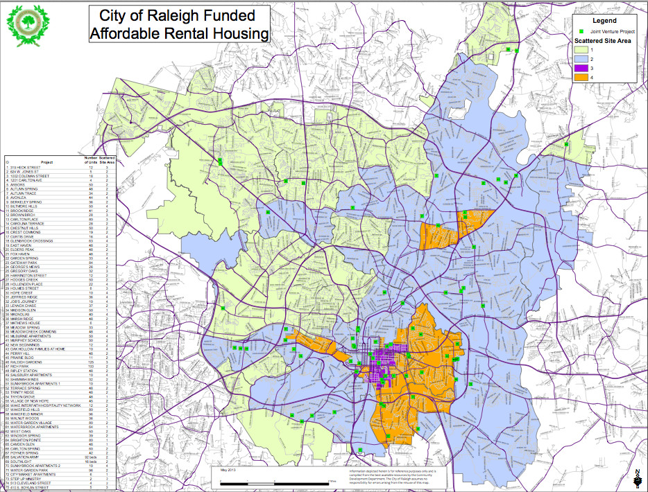 This color-coded map ranks areas of the city based on how much affordable housing is in the area.