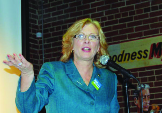 Mayoral winner Nancy McFarlane gives a speech on Election night, Oct. 13, 2011. 