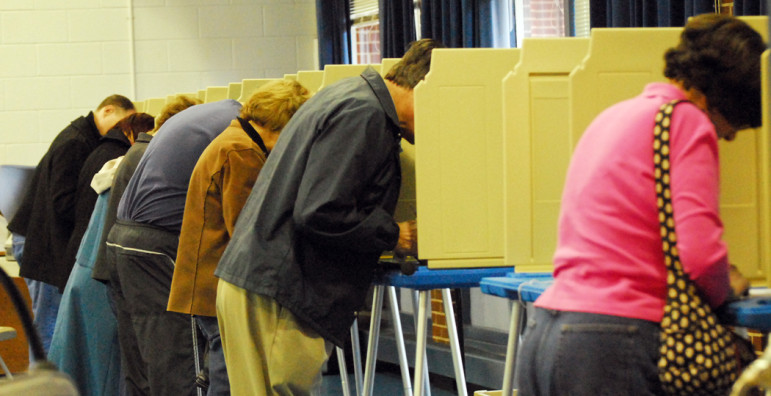 People voting at Stough Elementary School Nov. 6, 2012. 