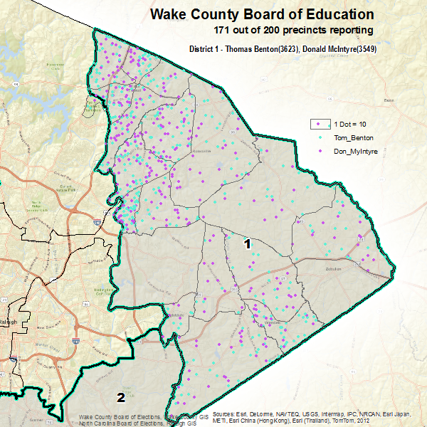 Results from the Board of Education race in District 1.