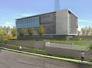 A rendering of the new Critical Public Safety Facility, from the view of Raleigh Boulevard. 