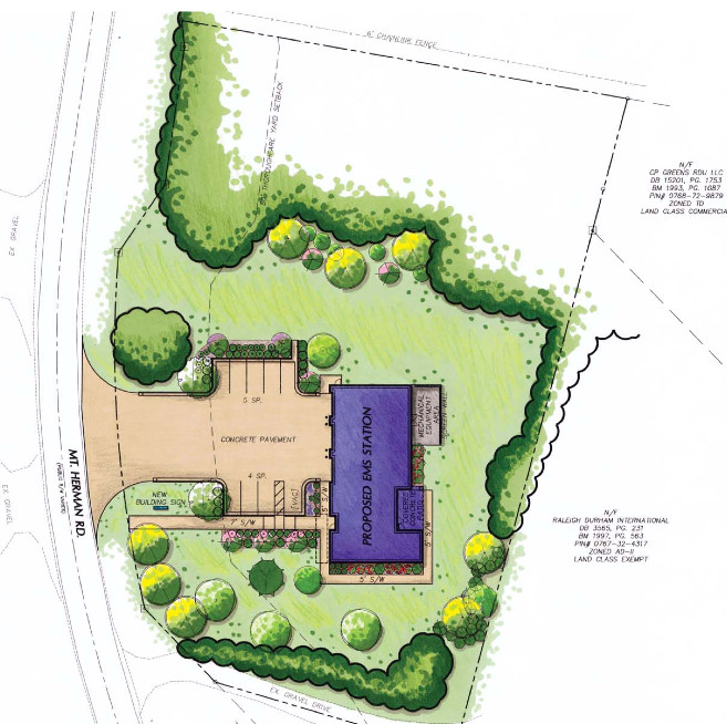 A site plan for the new Brier Creek EMS Station
