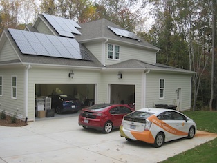 Solar panels on a home's roof. 