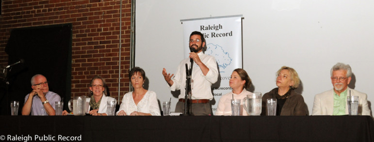 Editor Charles Duncan kicks off the first Raleigh Talks event Wednesday at Tir Na Nog. 