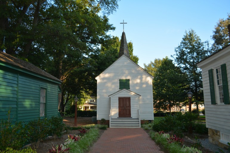 The St. Mark's Cathedral was built in 1847 and relocated to the Mordecai Historical Park in 1979. It is in use today for meetings, lectures and weddings. 