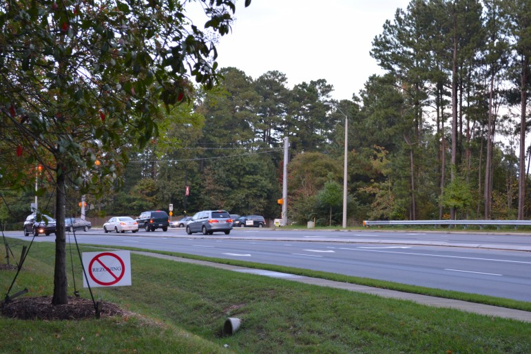 Signs protesting the new Publix can be seen right across the street from the potential site