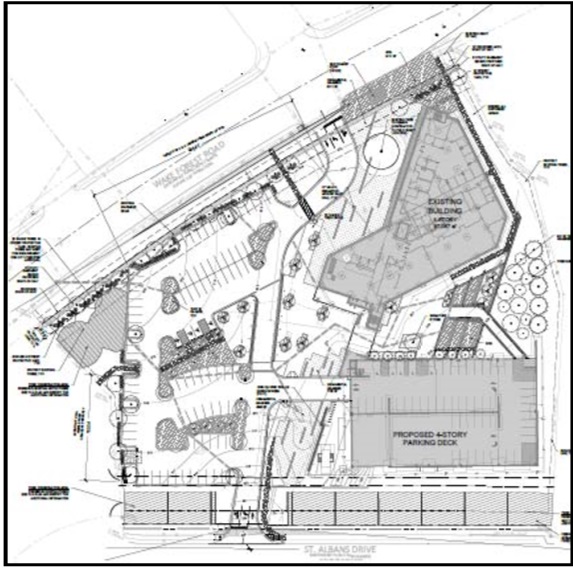 The site plan for the new parking deck.