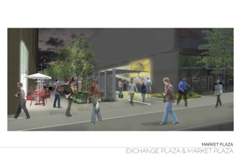 A rendering of the improved Market Plaza