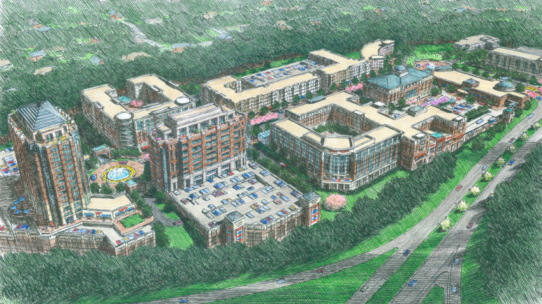 A sketch of the new Glenwood Place mixed-use community