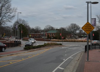 An existing roundabout on Hillsborough Street