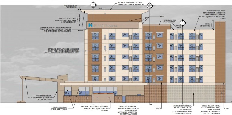 A rendering of the proposed Hyatt Place Hotel in Brier Creek