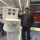 Record Editor James Borden poses with his hero, Johnny the Running Toilet