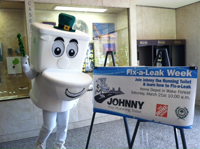 The highlight of March 2015 was Johnny the Running Toilet decked out in Irish gear and addressing the City Council on Fix-a-Leak Week