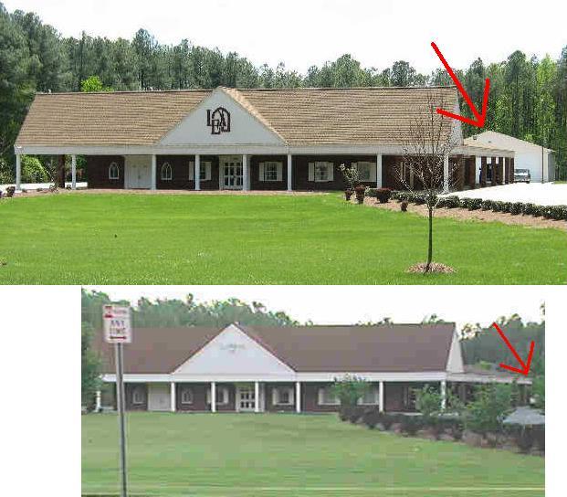 Two photos of the Lea Funeral Home from 10 years apart . The top picture is from 2007 after the garage was built. 