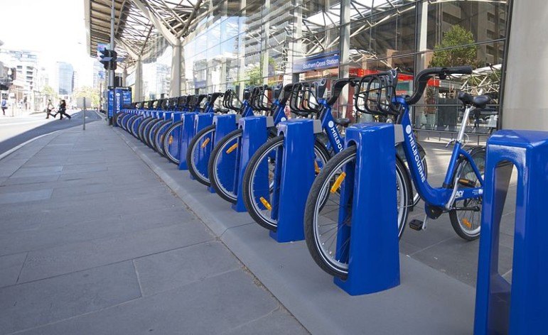 A bike station in Melbourne, Australia