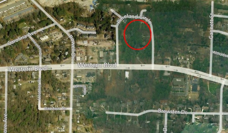 The encircled area is slated to become a new subdivision known as Evans Place