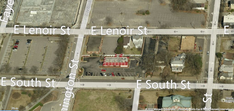 The site in question is located behind the McDonalds