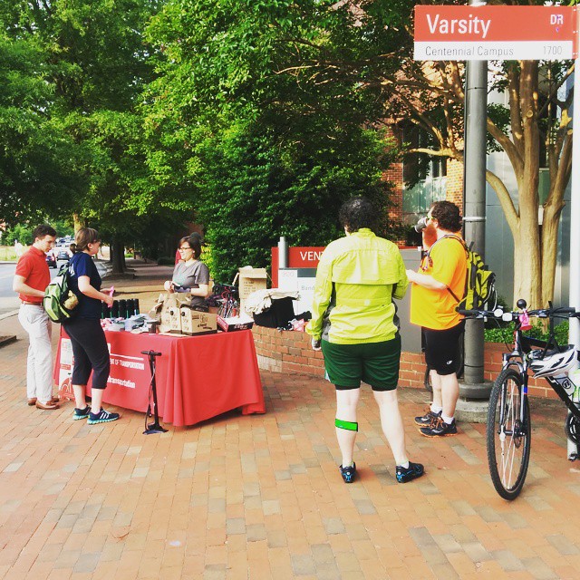 A "pitstop" for bike to work day at NC State's Centennial Campus