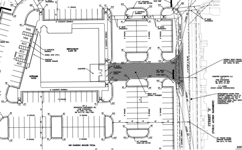 From the site plan drawings submitted J. Alexander's