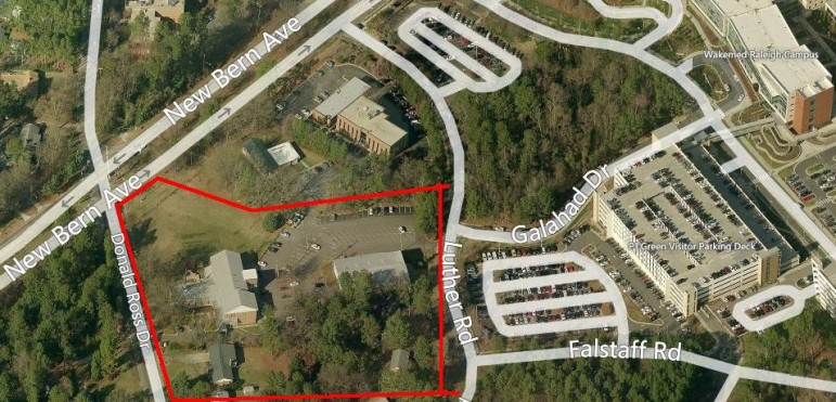 Alliance Medical Ministry hopes to rezone this parcel of land, highlighted in red, in order to sell it
