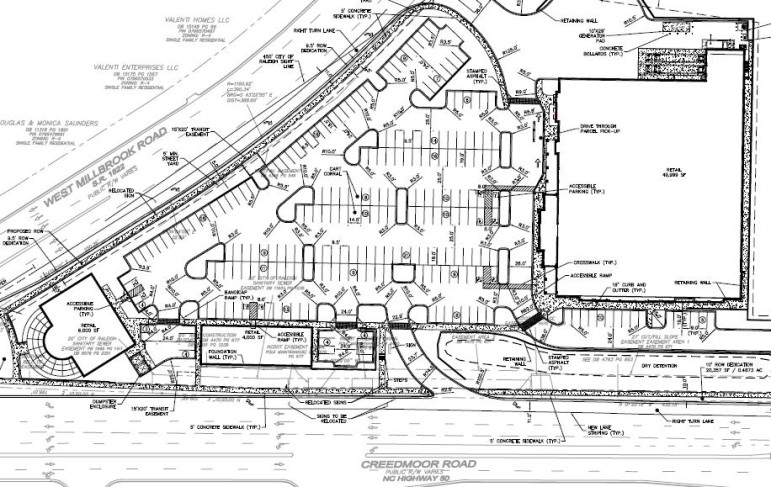 Interestingly enough, the original plans for the Pointe at Creedmoor, seen here, were quite different, and included a pharmacy as the anchor. 