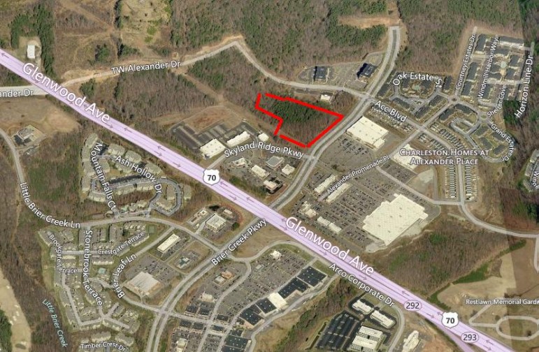The area highlighted in red is where Skyland Ridge is proposed to be built