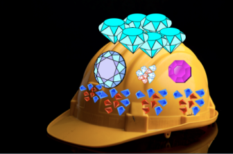 Artists rendering of the jewel-encrusted hardhats purportedly worn by the foremen on Diamond Construction job sites