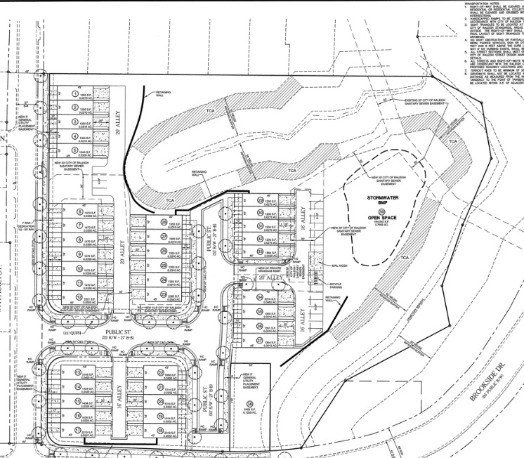 SIte plan drawings for Oakwood Townes in Mordecai