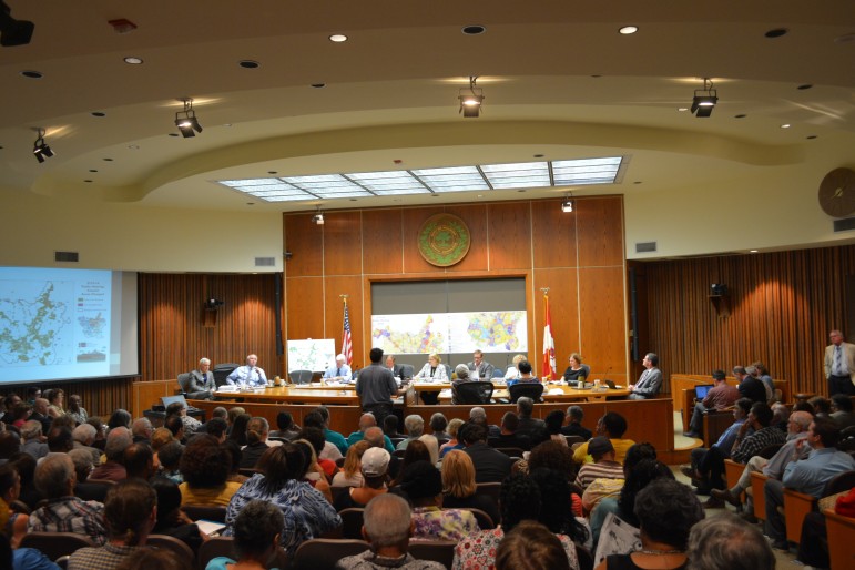 Council Chambers were packed to full capacity Tuesday night