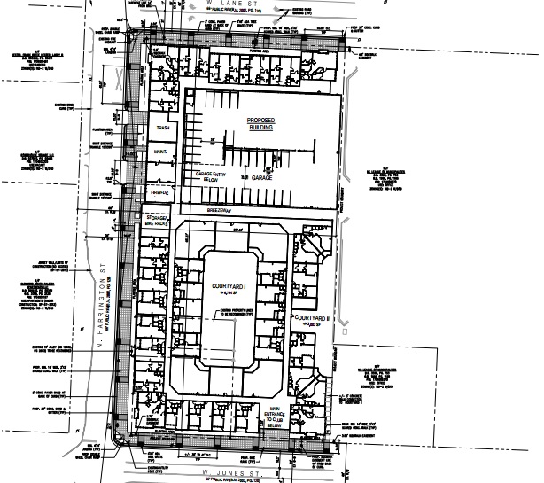 Site plans for the new Greyhound Apartments