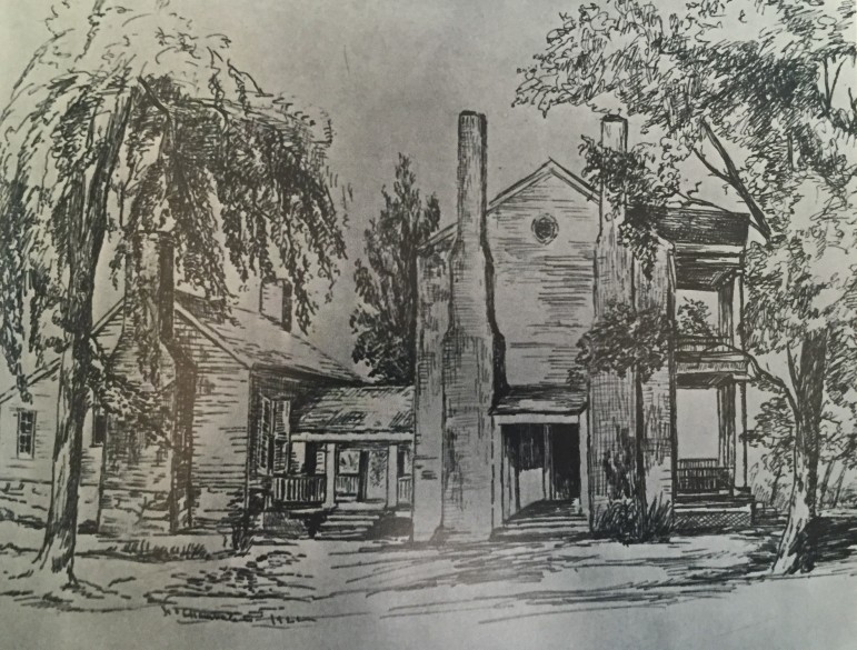 A sketch by Hope S. Chamberlain of the original Spring Hill manor