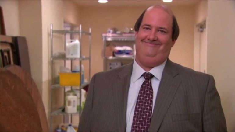 Kevin Malone, winner of the "Don't Go In There After Me" Dundie Award