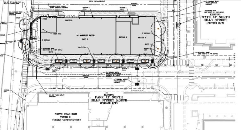 Site plan drawings for the new AC Marriott at North Hills