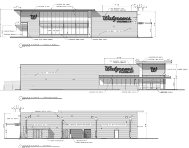 In case you've never seen a Walgreens before, here's a sketch of one from the site plans