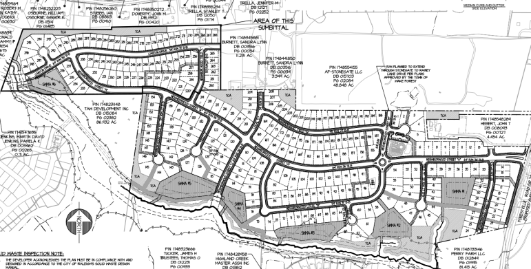 Site plan drawings from S-066-15, Longleaf Estates Phases 7 & 8