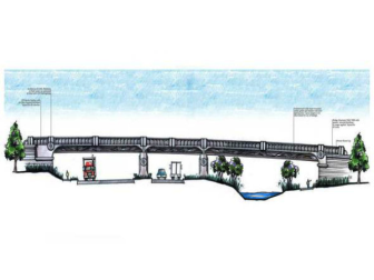 A rendering of the bridge at Capital and Wade