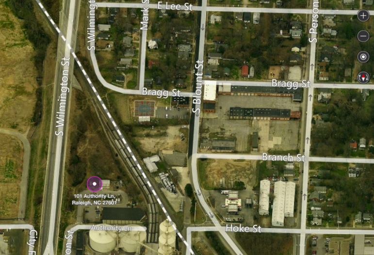 The warehouse is indicated on this map