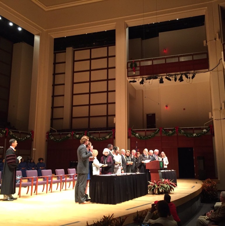 The councilors and mayor were sworn in at the Duke Energy Center