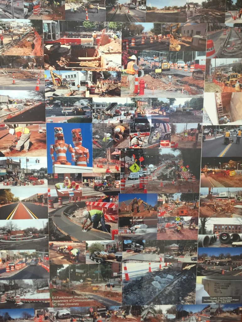 This collage from Phase I of the revitalization sits in the corridor of the City's Public Works Department at 222 West Hargett 