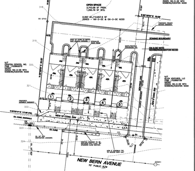 Site plan drawings for one of the condo buildings 