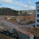 On the left, you can see the empty lot for Crabtree Commons, future home of J. Alexander's. On the right, the Creekside at Crabtree. 