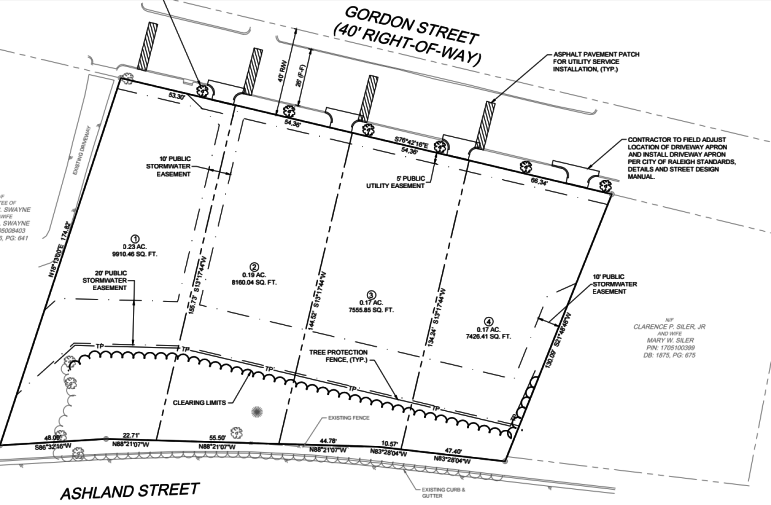 Site plans for the Gordon Road Subdivision