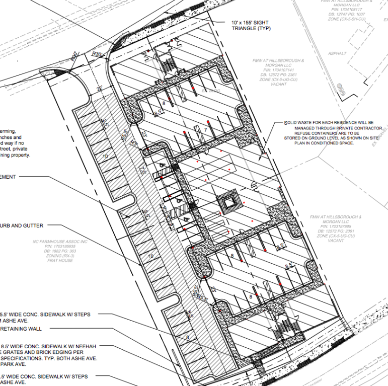 A closer view of the site plans for the apartment