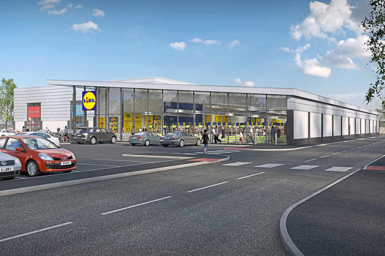 The new Lidl in Raleigh will likely resemble this rendering of one of the chain's new European locations