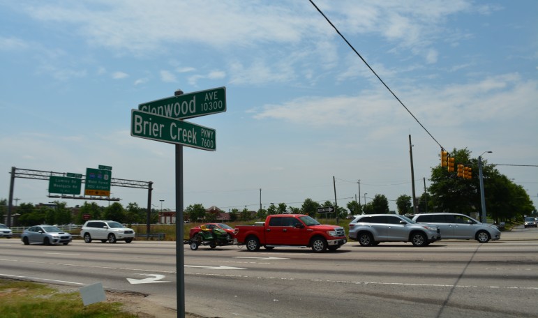 Much of Brier Creek's development lies along Brier Creek Parkway, which intersects with Glenwood Avenue
