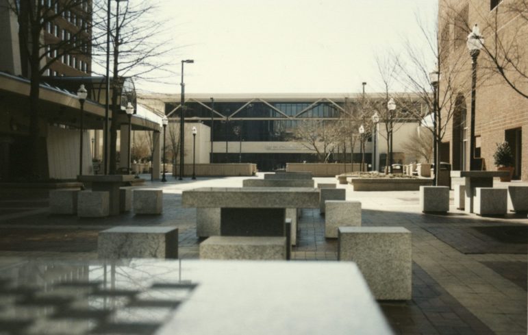 The old Civic Center seen from the Fayetteville Mall