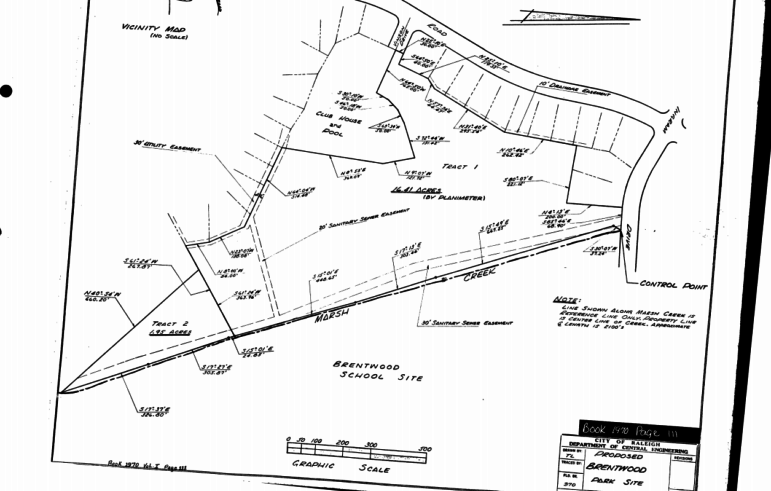 Original site plans for Brentwood Park from 1970